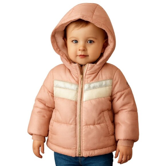 Michael Kors Puffer WINTER Jacket Coat Pink Hooded TODDLER GIRLS Kids 12 Month - Picture 1 of 16
